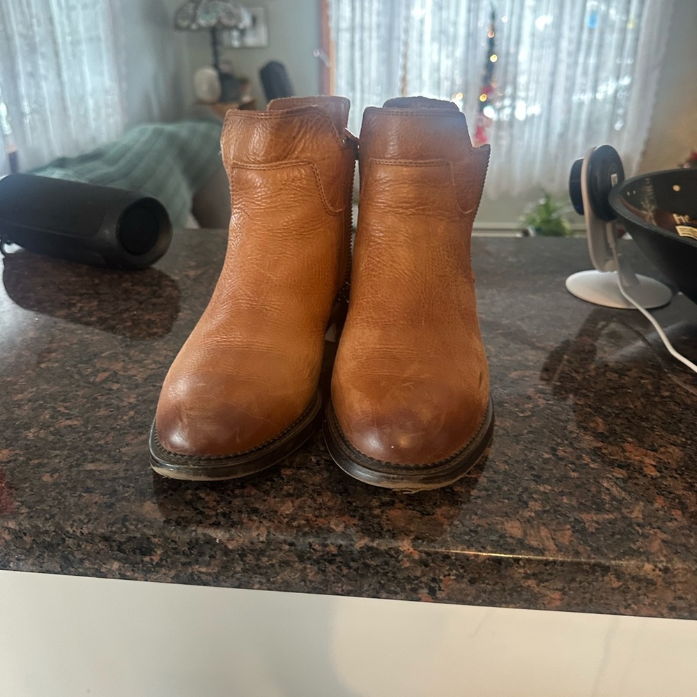 Franco Sarto  Tan Leather Ankle Boots